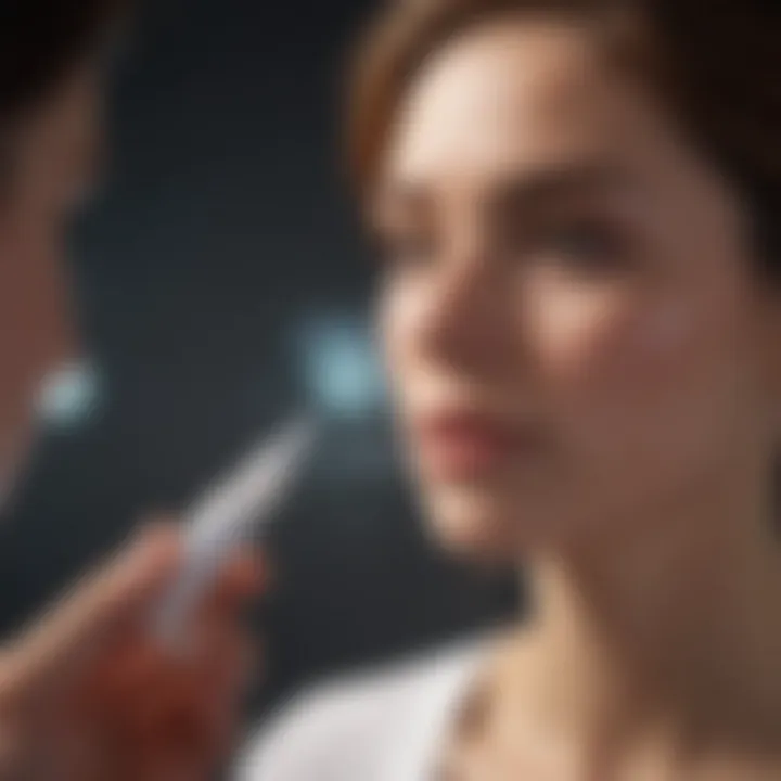 A healthcare professional consulting with a patient regarding acne treatment