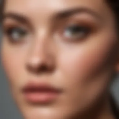 Close-up of a model applying foundation on her face