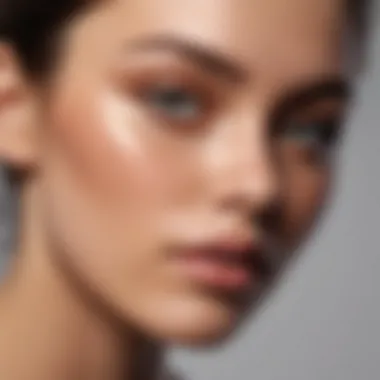 Close-up of flawless skin finish after foundation application