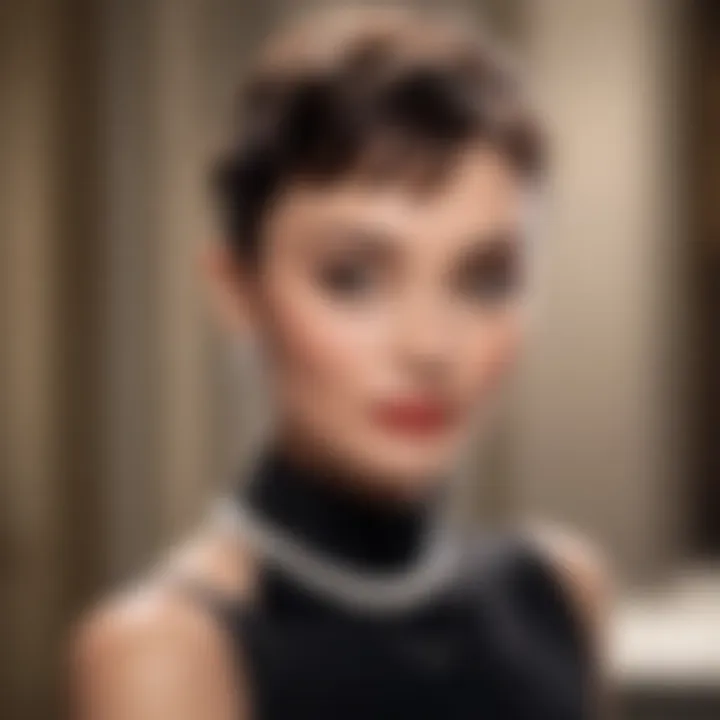 A close-up of Hepburn's chic accessories, showcasing her signature style.