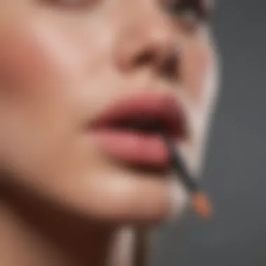 An elegant display of a lip pencil being applied to lips