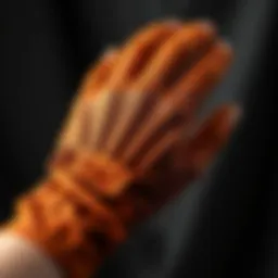 Luxurious self-tanner glove with intricate texture