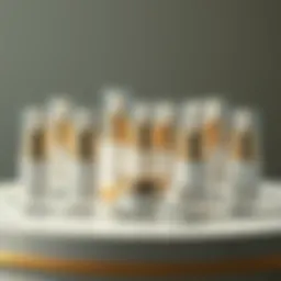 An array of luxurious under eye serums displayed elegantly.