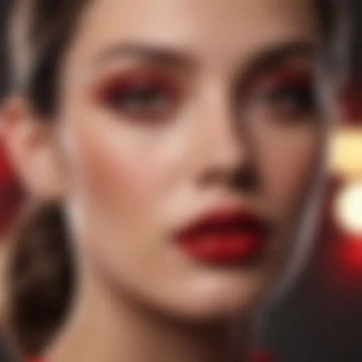 Vintage glamour meets modern chic with rich red matte lips