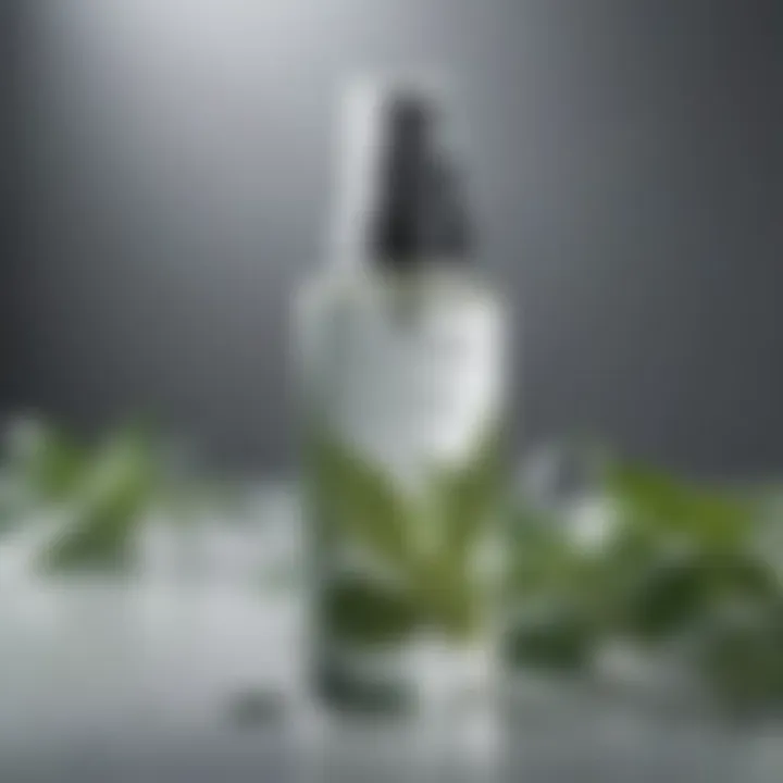 Clear glass bottle with botanical extracts