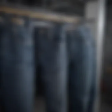 An elegant display of various butt lifting jeans designs on a clothing rack