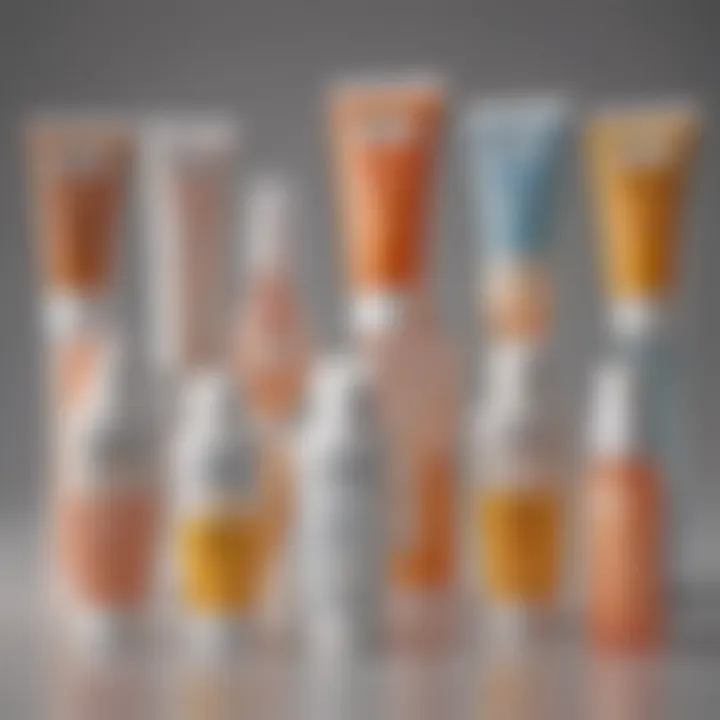 A vibrant display of chemical sunscreen products with diverse formulations.