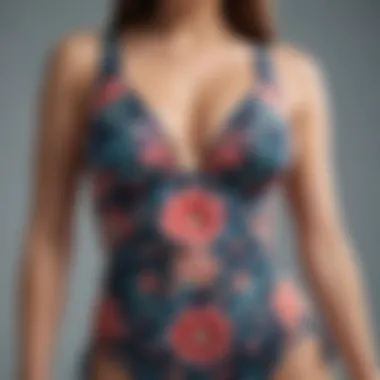 Chic long torso tankini bathing suit with intricate floral pattern