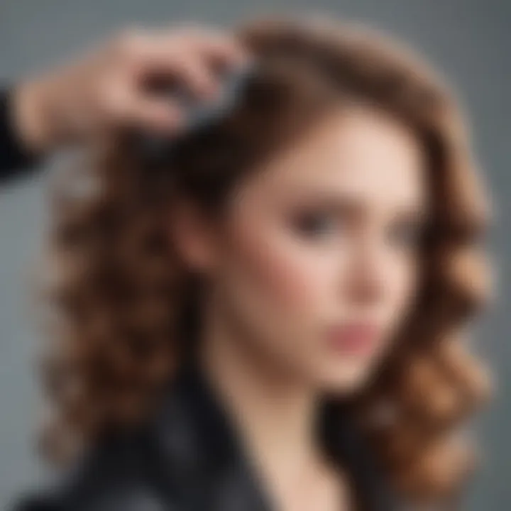 A close-up of curling techniques being applied to straight hair.