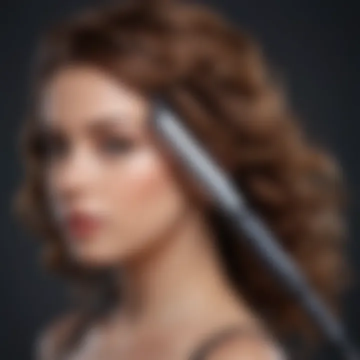 A close-up of a curling iron designed for fine hair with a sleek design.