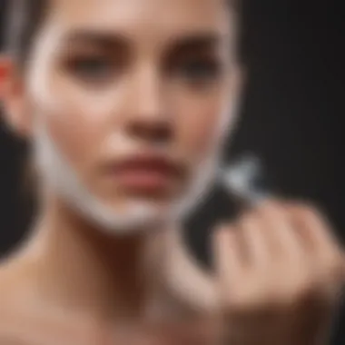 A demonstration of proper shaving technique highlighting skin care.