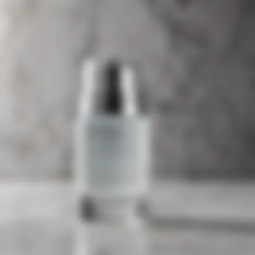 Transparent deodorant bottle on marble surface