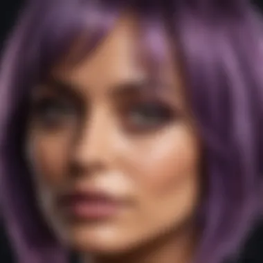 Close-up of Nicole Richie's purple hair highlighting its texture and color