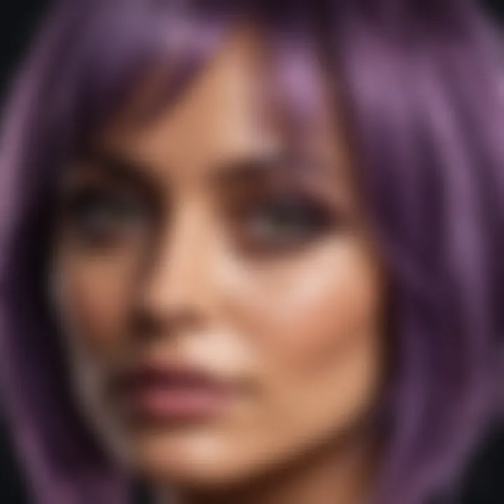 Close-up of Nicole Richie's purple hair highlighting its texture and color