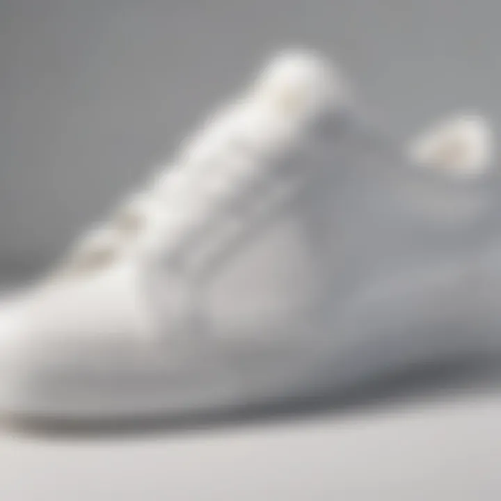 Close-up of pristine white sneaker sole with logo detail