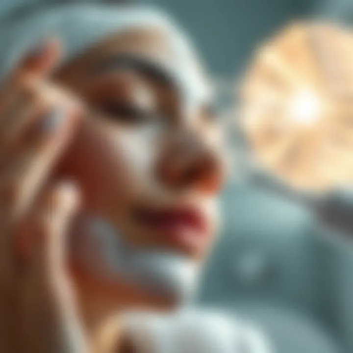 Close-up of facial steam enhancing skincare routine