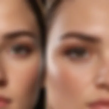 Close-up of natural eyebrow colors before and after tinting for visual comparison