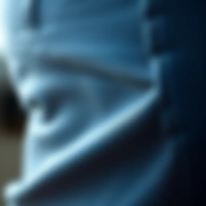 Close-up of the fabric texture of curvy stretch bootcut jeans