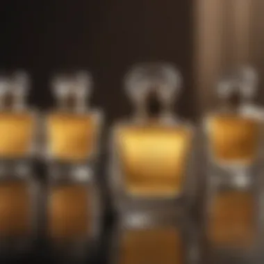 Elegant glass bottles showcasing deep vanilla perfume