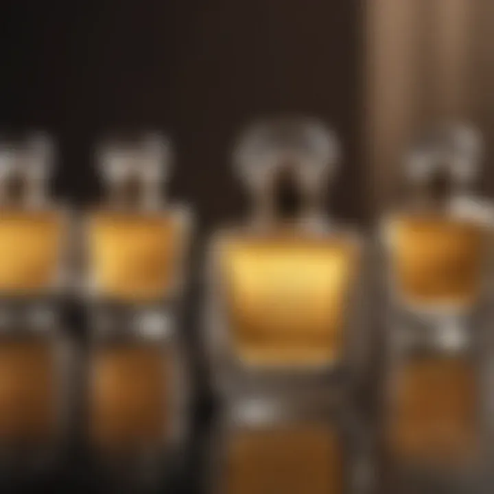 Elegant glass bottles showcasing deep vanilla perfume