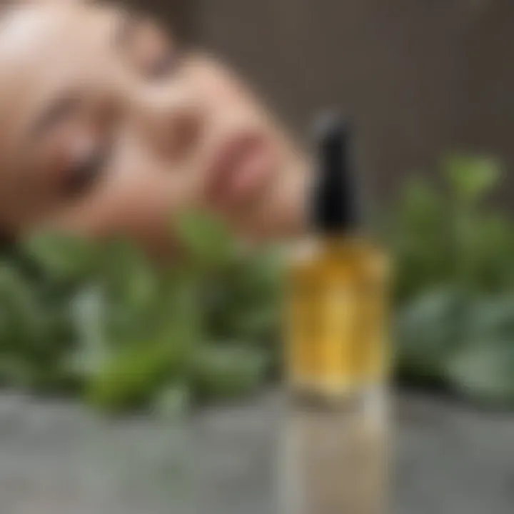 Close-up of natural ingredients used in face toners, highlighting herbs and botanicals.