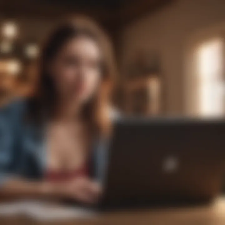 A student browsing online fashion deals on a laptop