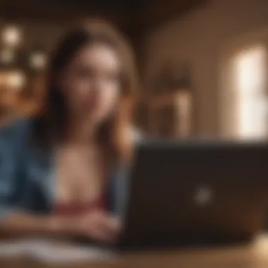 Navigating Online Discounts for Students A student browsing online fashion deals on a laptop