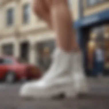 Urban Chic: Styling with Doc Martin White Platform Boots A stylish outfit featuring Doc Martin white platform boots in an urban setting