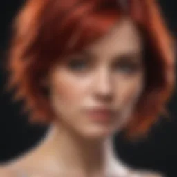 Vibrant red hair dye applied on strands