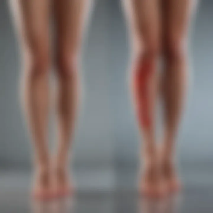 Before and after comparison of leg skin texture