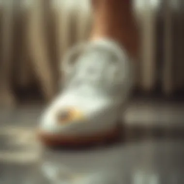 Leather white shoe with stain