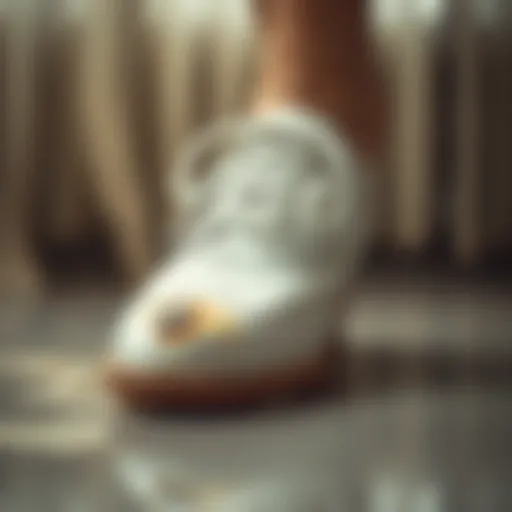Leather white shoe with stain