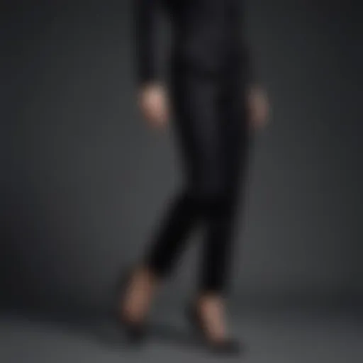 Elegantly draped black straight leg trousers