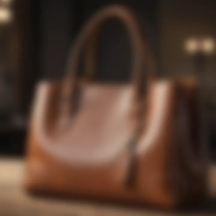 Elegant leather work tote handbag