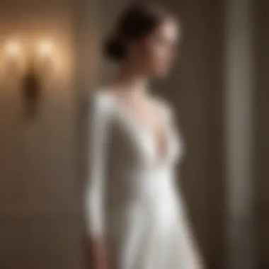 Elegant silhouette of a pearl white evening gown