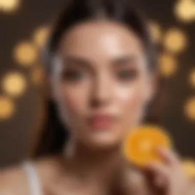 Elegant Skincare Routine Featuring Vitamin C An elegant skincare routine setup featuring vitamin C