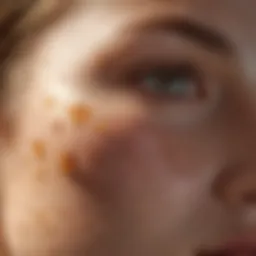 Close-up of skin showing sun spots and pigmentation