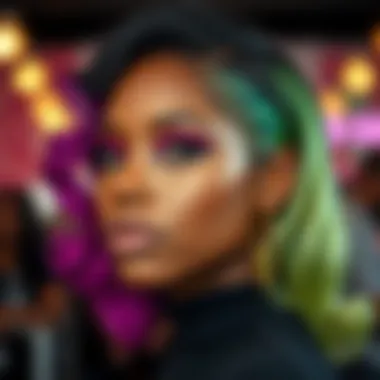 A model showcasing a unique hair color transformation using a black-owned brand