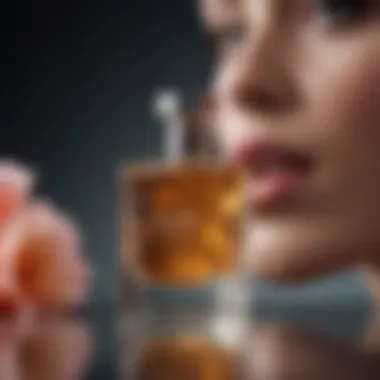 Skin Chemistry and Perfume Interaction A scientific representation of skin chemistry interacting with perfume.