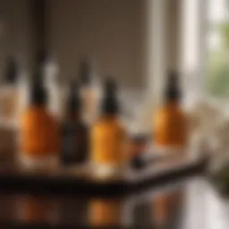 Luxurious natural manicure setup with essential oils and organic products