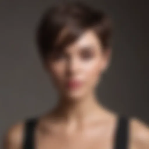 Elegant brunette woman with a tousled pixie haircut