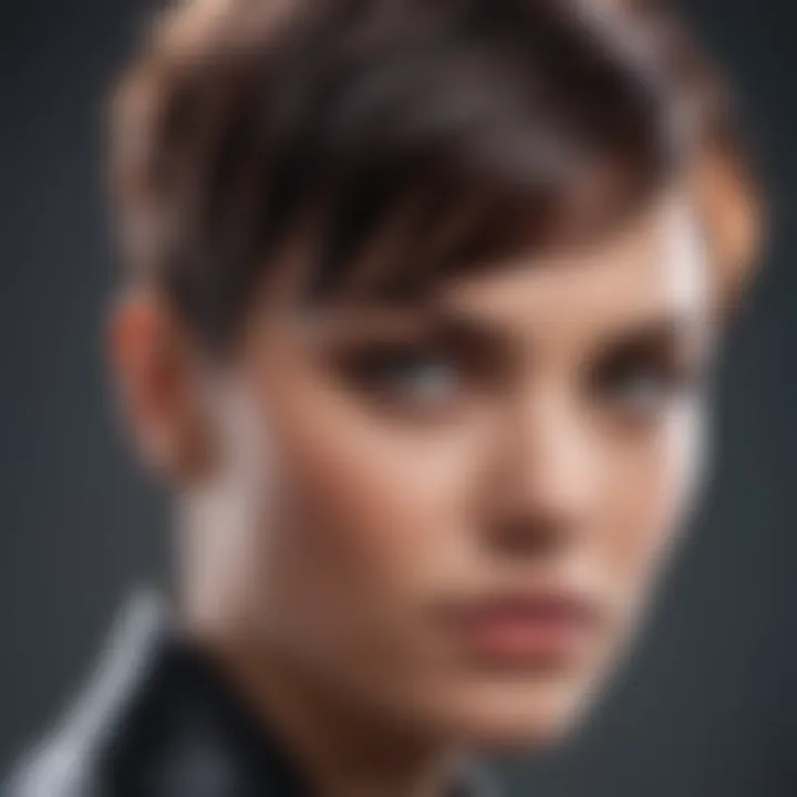 Close-up of a woman with a bold and daring pixie haircut