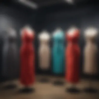 Variety of stylish plus size cocktail dresses on display