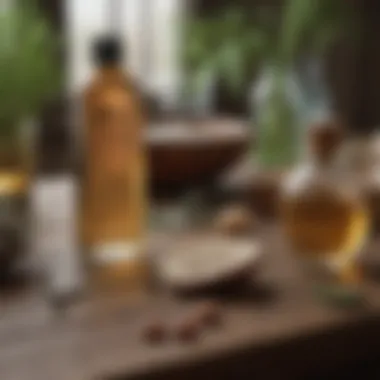 A variety of natural remedies laid out on a wooden table