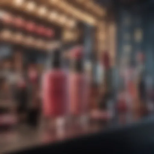 Vibrant display of popular makeup products