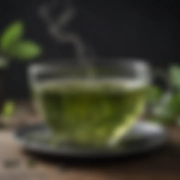 A diagram illustrating the antioxidant properties of green tea for skin health