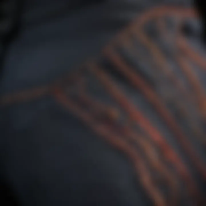 Close-up of intricate stitching details on a pair of gap flare pants