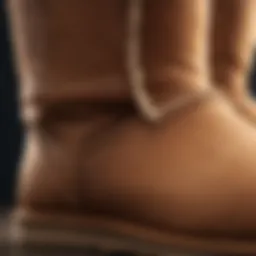 Close-up of UGG boots showcasing stitching and material quality