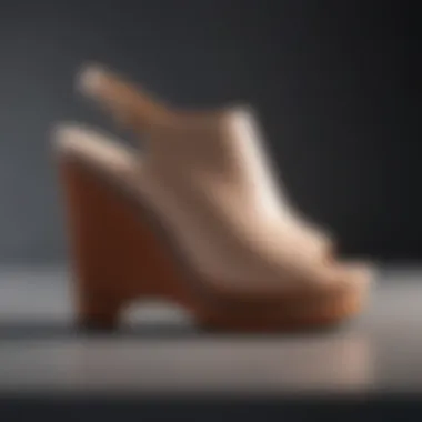 Close-up of wedge heel construction