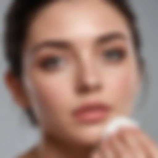 A refreshing toner being applied to a cotton pad, showcasing its texture and clarity.